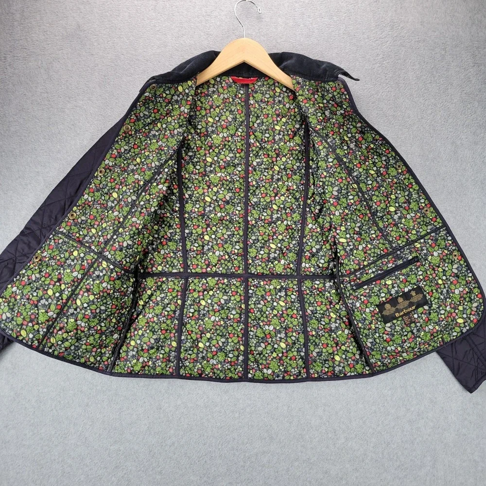Barbour Annandale Ladies Quilted Jacket Navy Blue Floral Size US 4 UK 8 - Picture 2 of 12